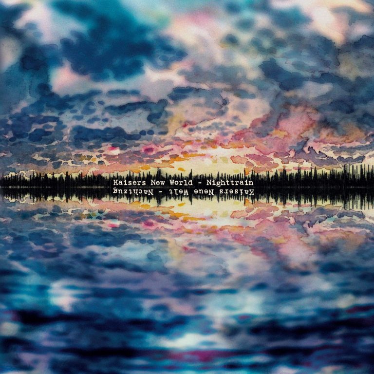 Nighttrain cover Sunset at the over a lake painted in watercolors